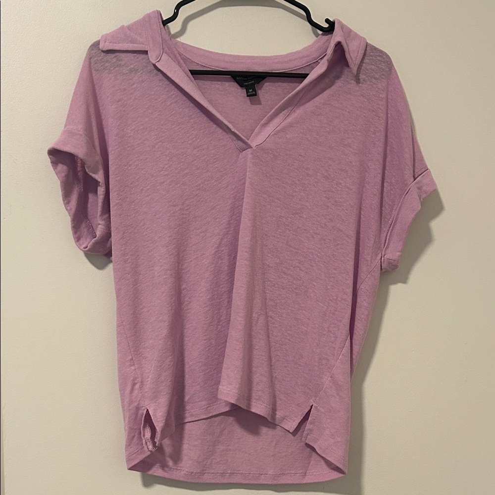 Banana Republic Linen Blend Collared Lightweight Boho Shirt Size Medium Purple